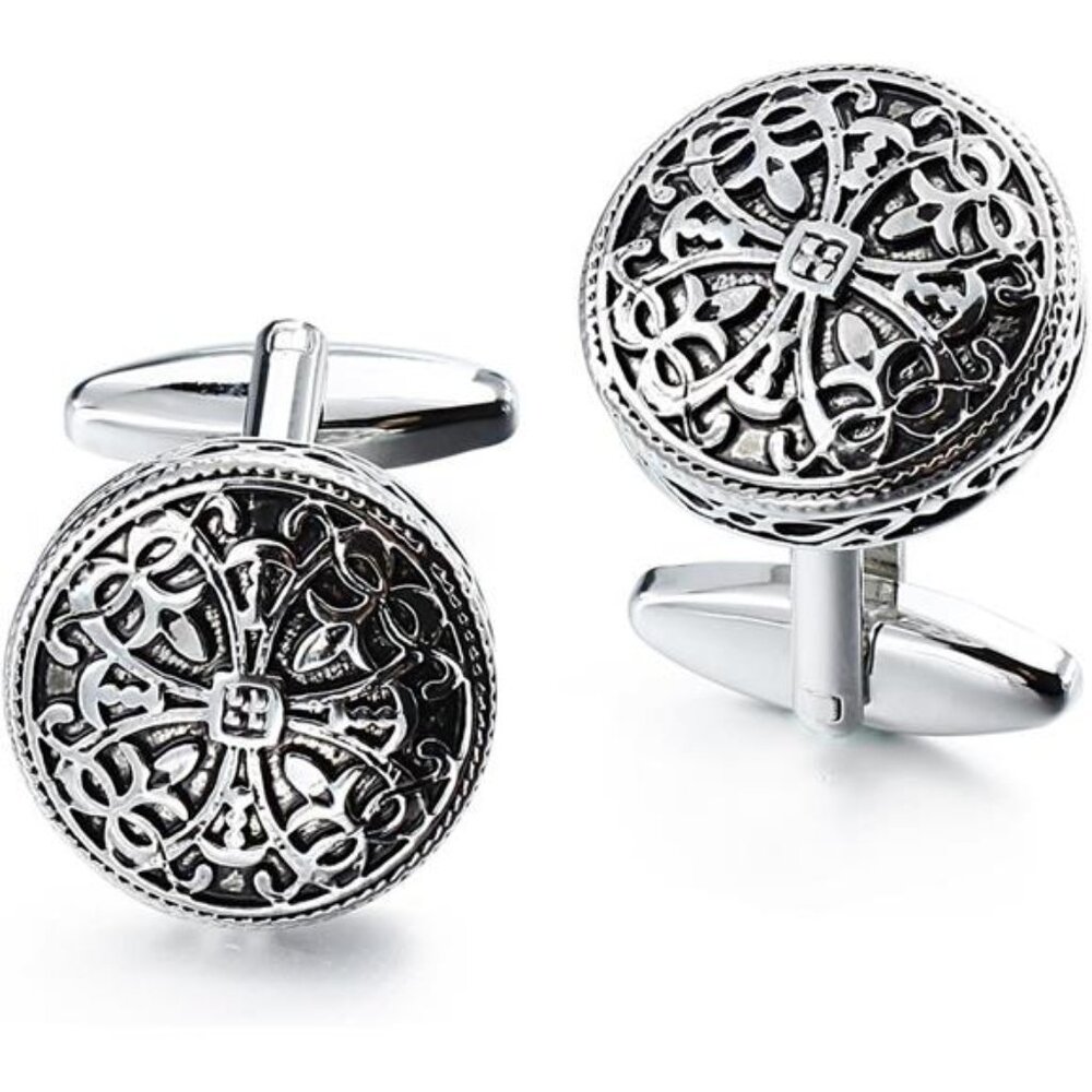 Cufflinks and Studs for Men-Fashion Men Vintage Enamel Carbon Fiber Cufflinks